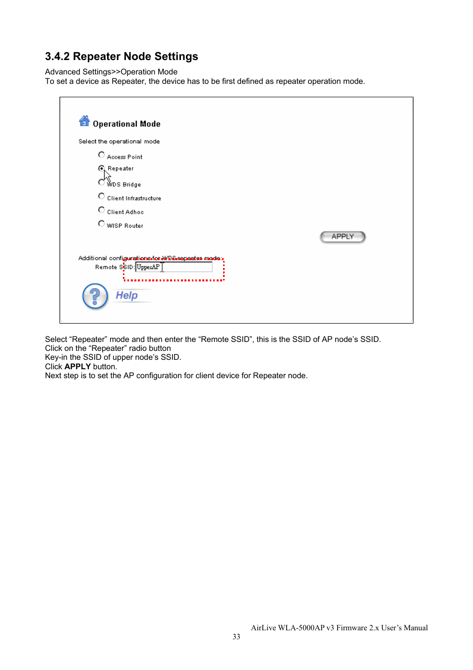 2 repeater node settings | AirLive WLA-5000AP v3 User Manual | Page 39 / 77