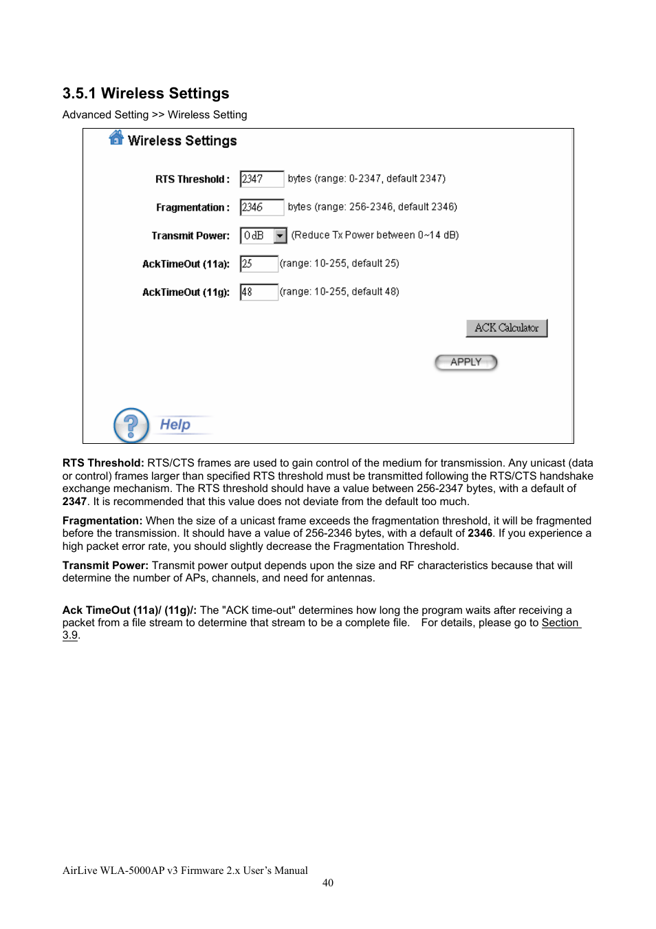 1 wireless settings | AirLive WLA-5000AP v3 User Manual | Page 46 / 77