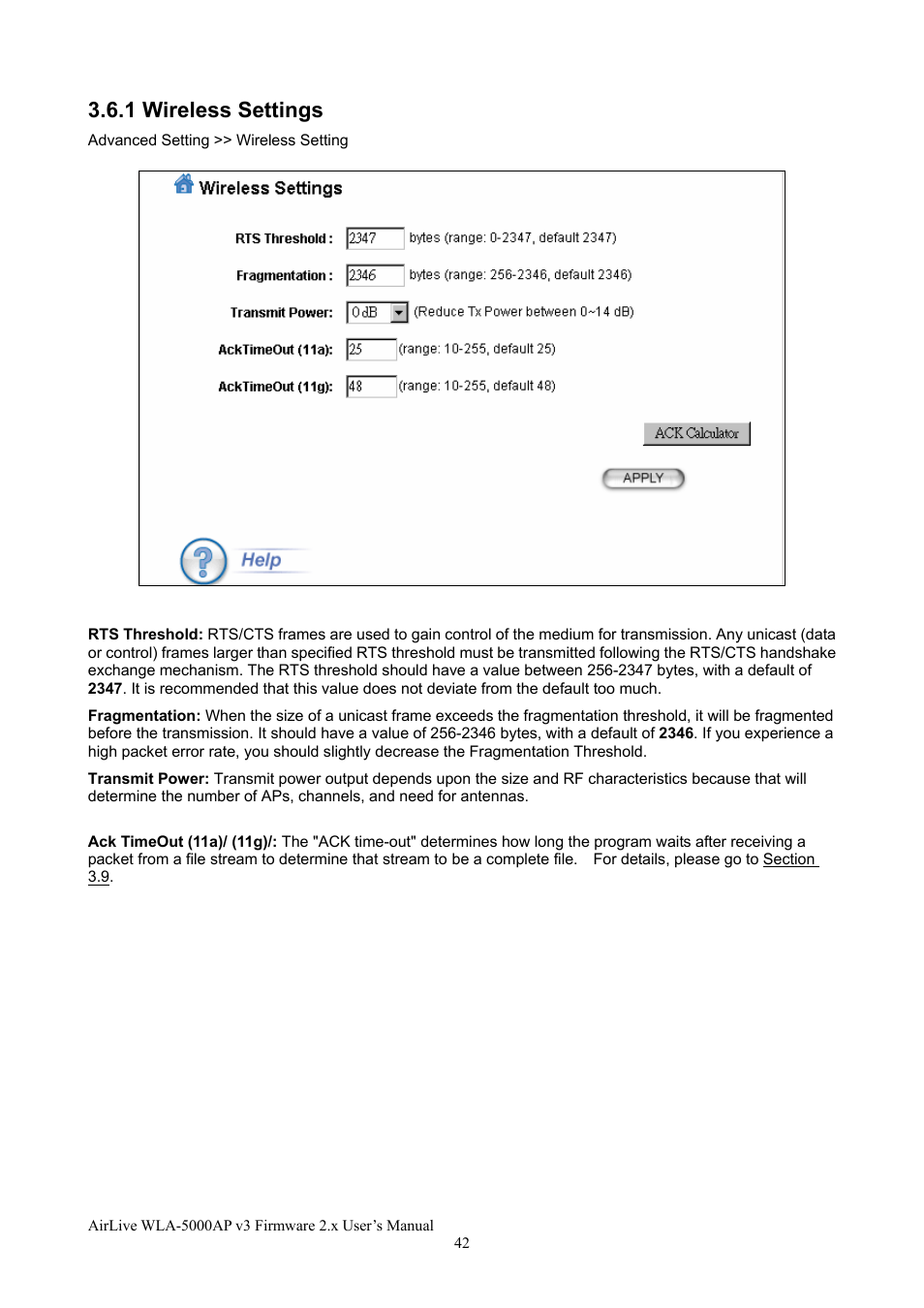 1 wireless settings | AirLive WLA-5000AP v3 User Manual | Page 48 / 77
