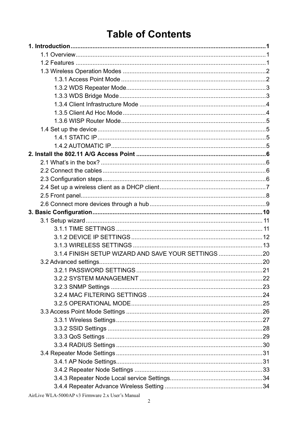 AirLive WLA-5000AP v3 User Manual | Page 5 / 77