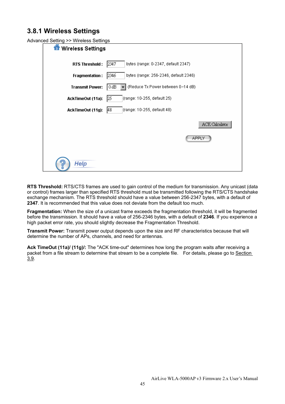 1 wireless settings | AirLive WLA-5000AP v3 User Manual | Page 51 / 77