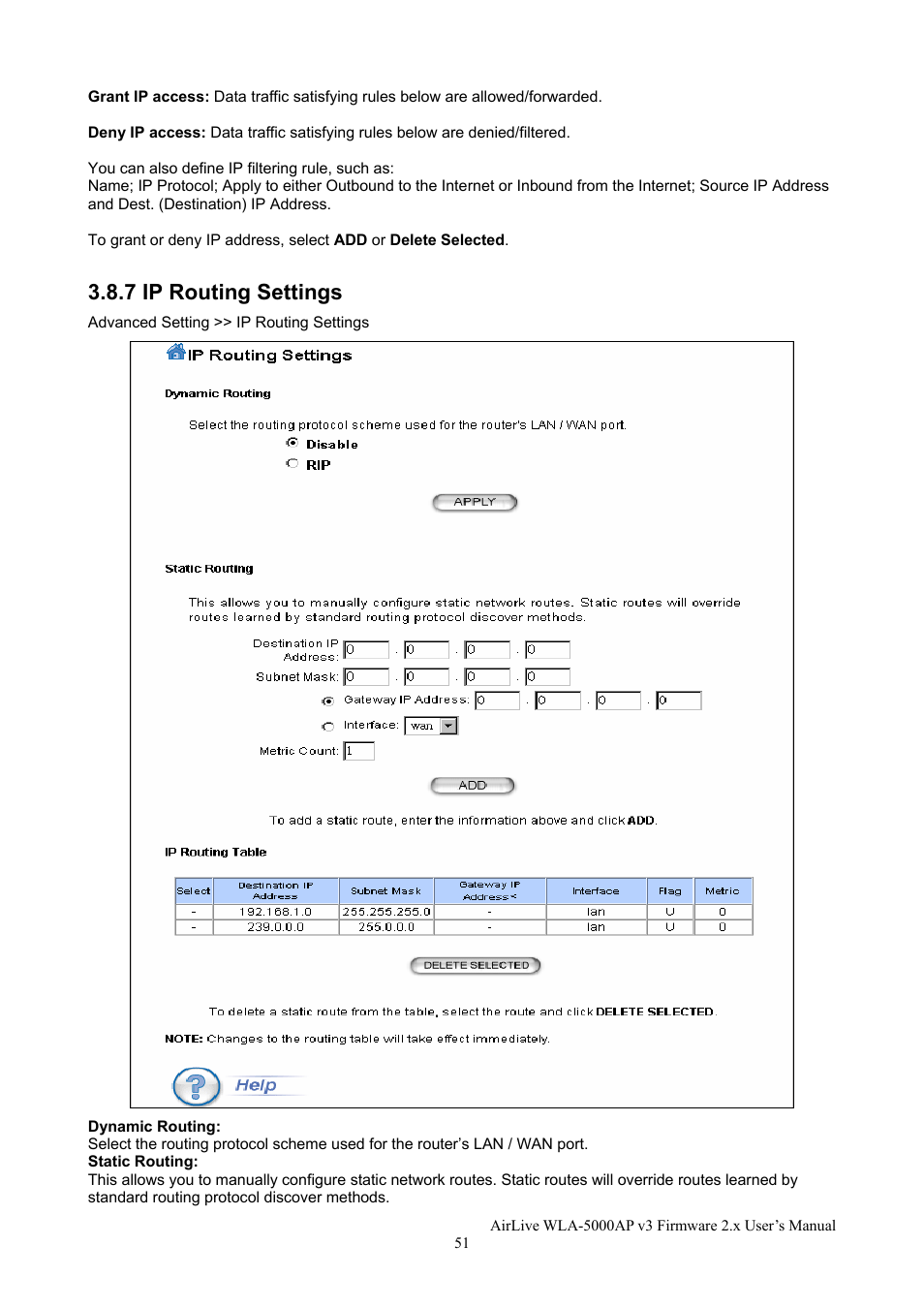 7 ip routing settings | AirLive WLA-5000AP v3 User Manual | Page 57 / 77