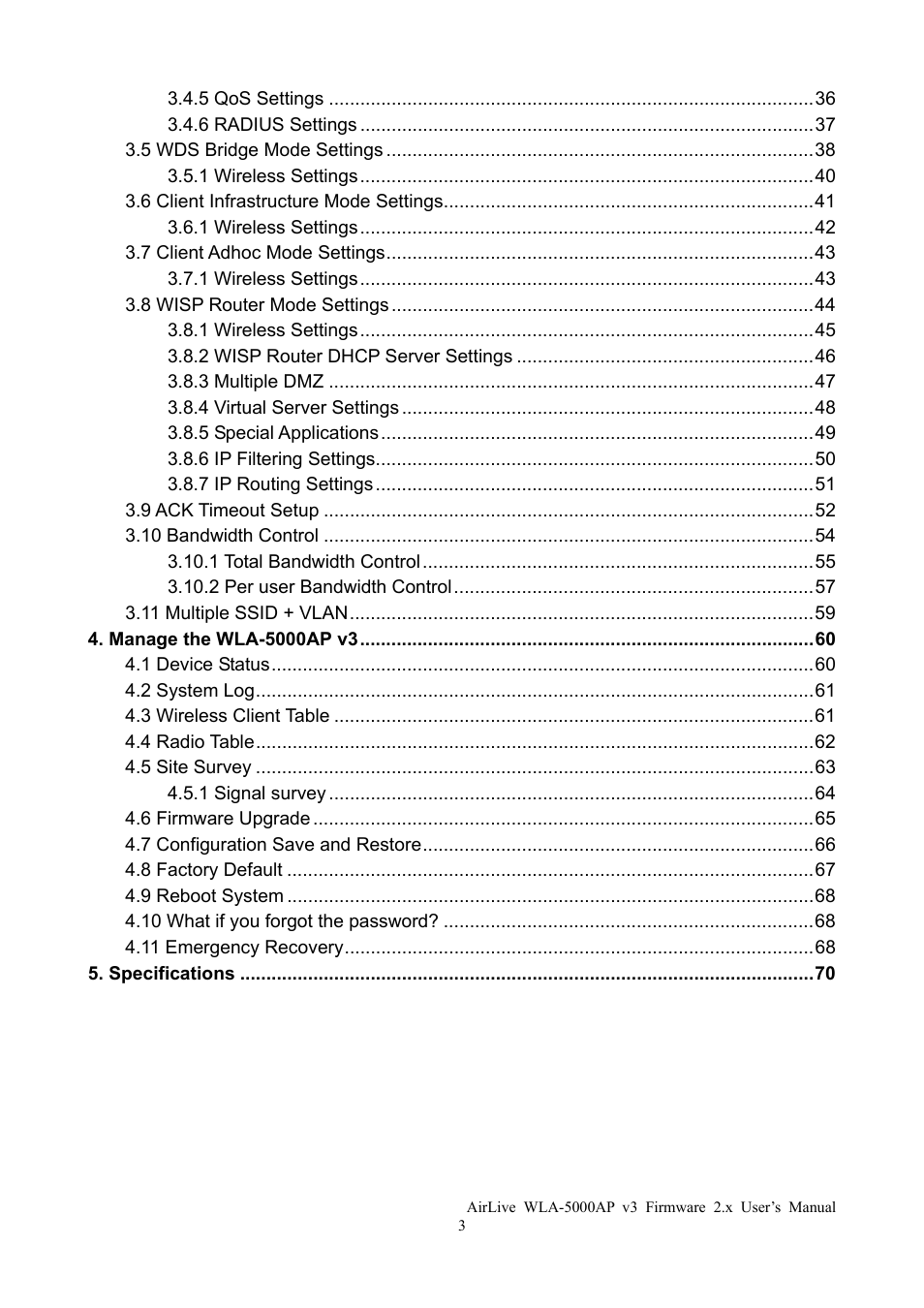 AirLive WLA-5000AP v3 User Manual | Page 6 / 77