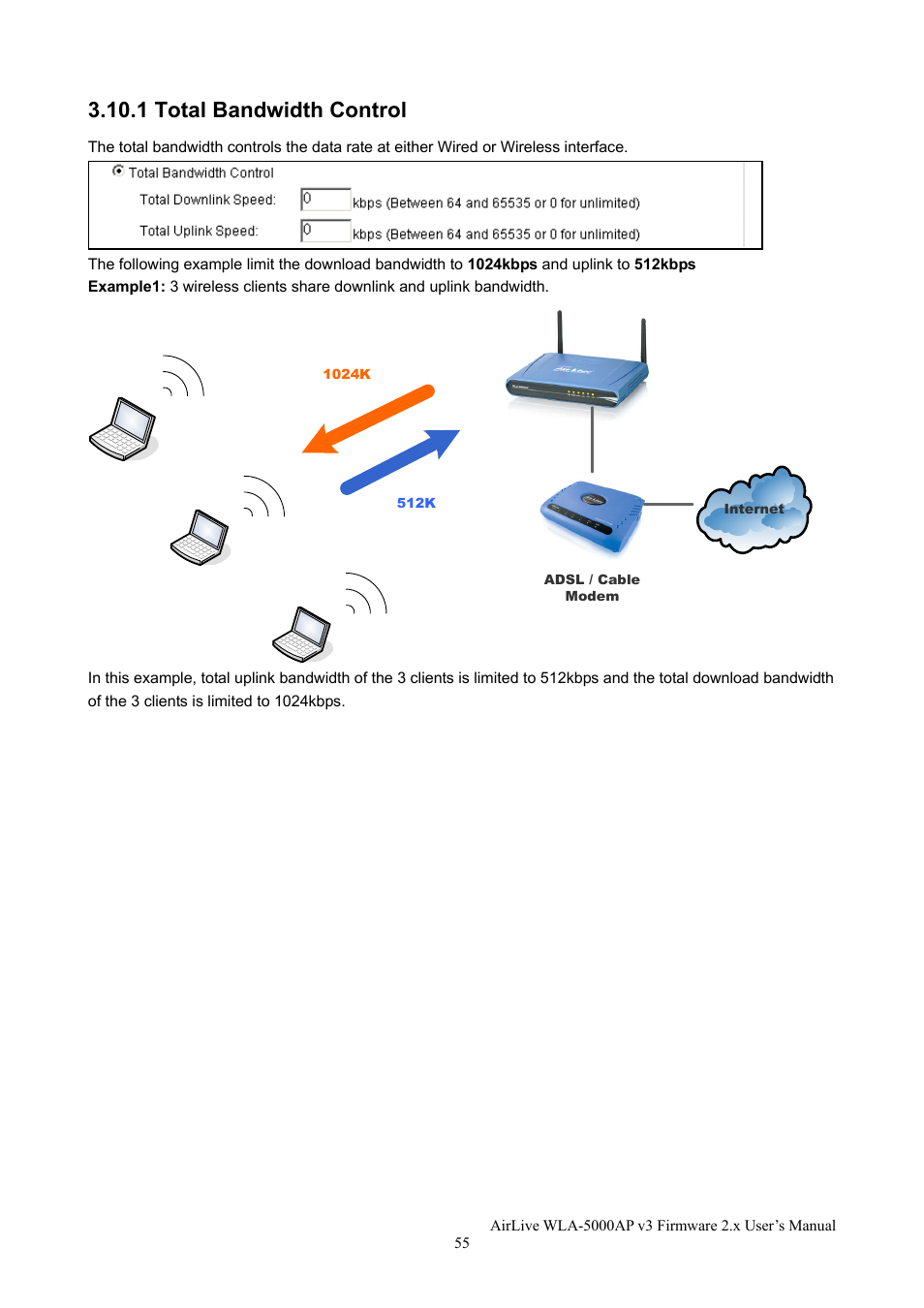 1 total bandwidth control | AirLive WLA-5000AP v3 User Manual | Page 61 / 77