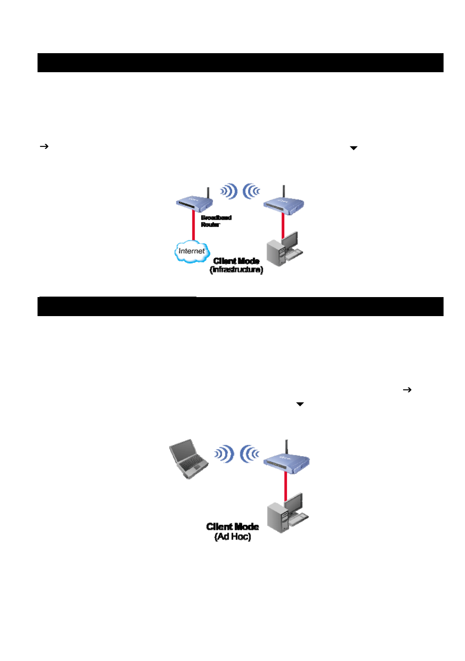 Client mode (infrastructure), Client mode (ad-hoc), Lient | Nfrastructure | AirLive WLA-5200AP-G User Manual | Page 12 / 49