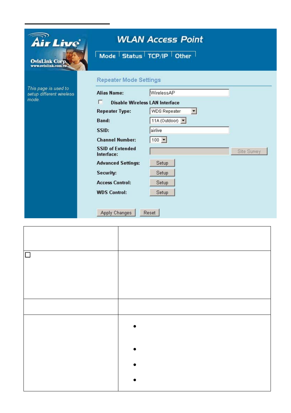 Repeater mode settings | AirLive WLA-5200AP-G User Manual | Page 36 / 49