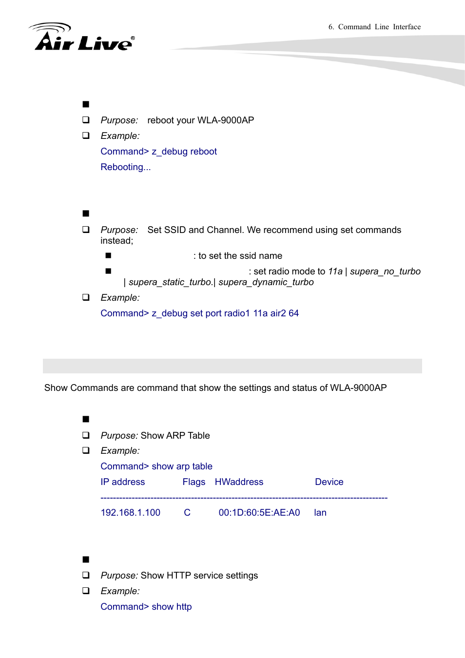 3 show commands | AirLive WLA-9000AP User Manual | Page 106 / 171