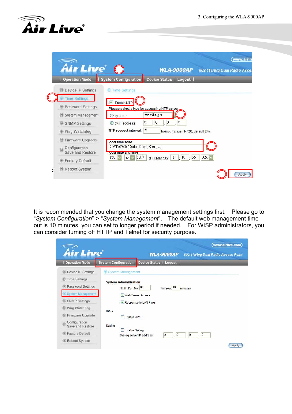 5 change system management | AirLive WLA-9000AP User Manual | Page 33 / 171