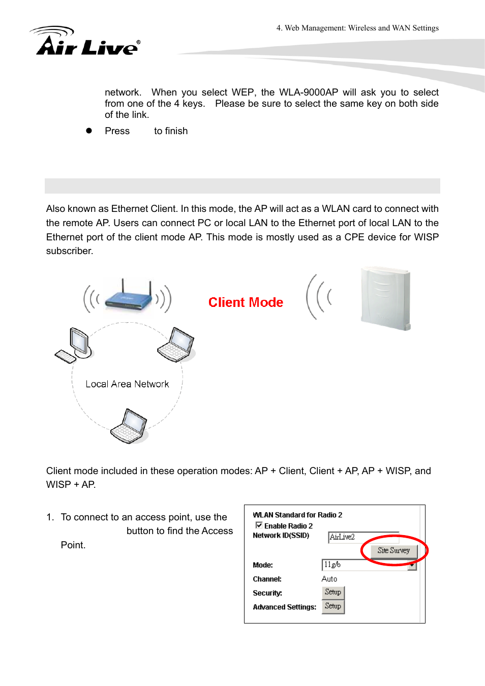 5 client settings | AirLive WLA-9000AP User Manual | Page 71 / 171