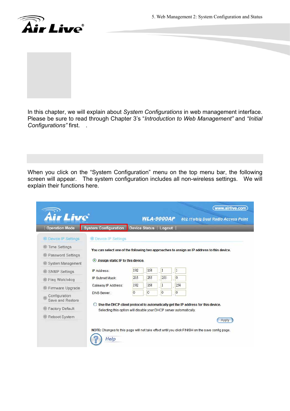 Web management 2: system configuration and status, 1 system configuration | AirLive WLA-9000AP User Manual | Page 87 / 171