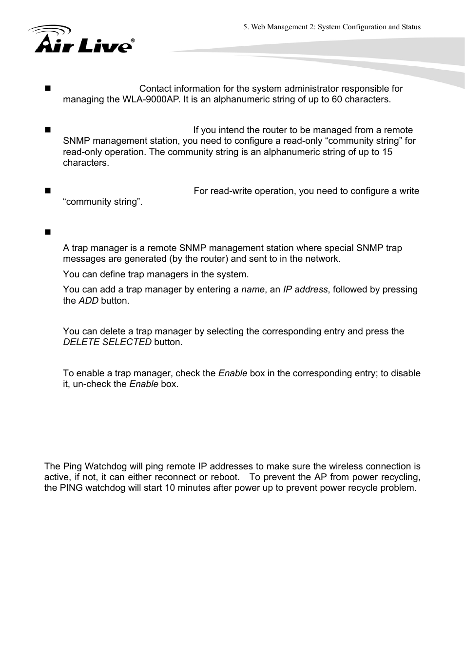 6 ping watchdog | AirLive WLA-9000AP User Manual | Page 93 / 171