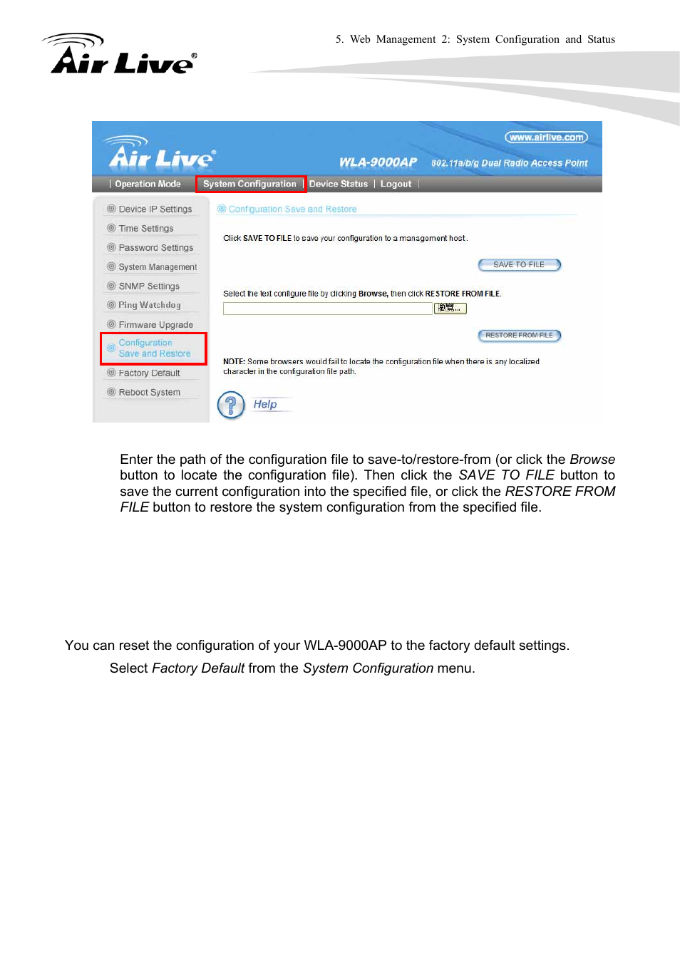 9 factory default | AirLive WLA-9000AP User Manual | Page 96 / 171