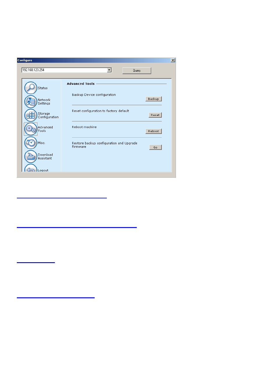 1 backup configuration, 2 reset configuration to default, 3 reboot | 4 firmware upgrade | AirLive WMU-6500FS User Manual | Page 49 / 72