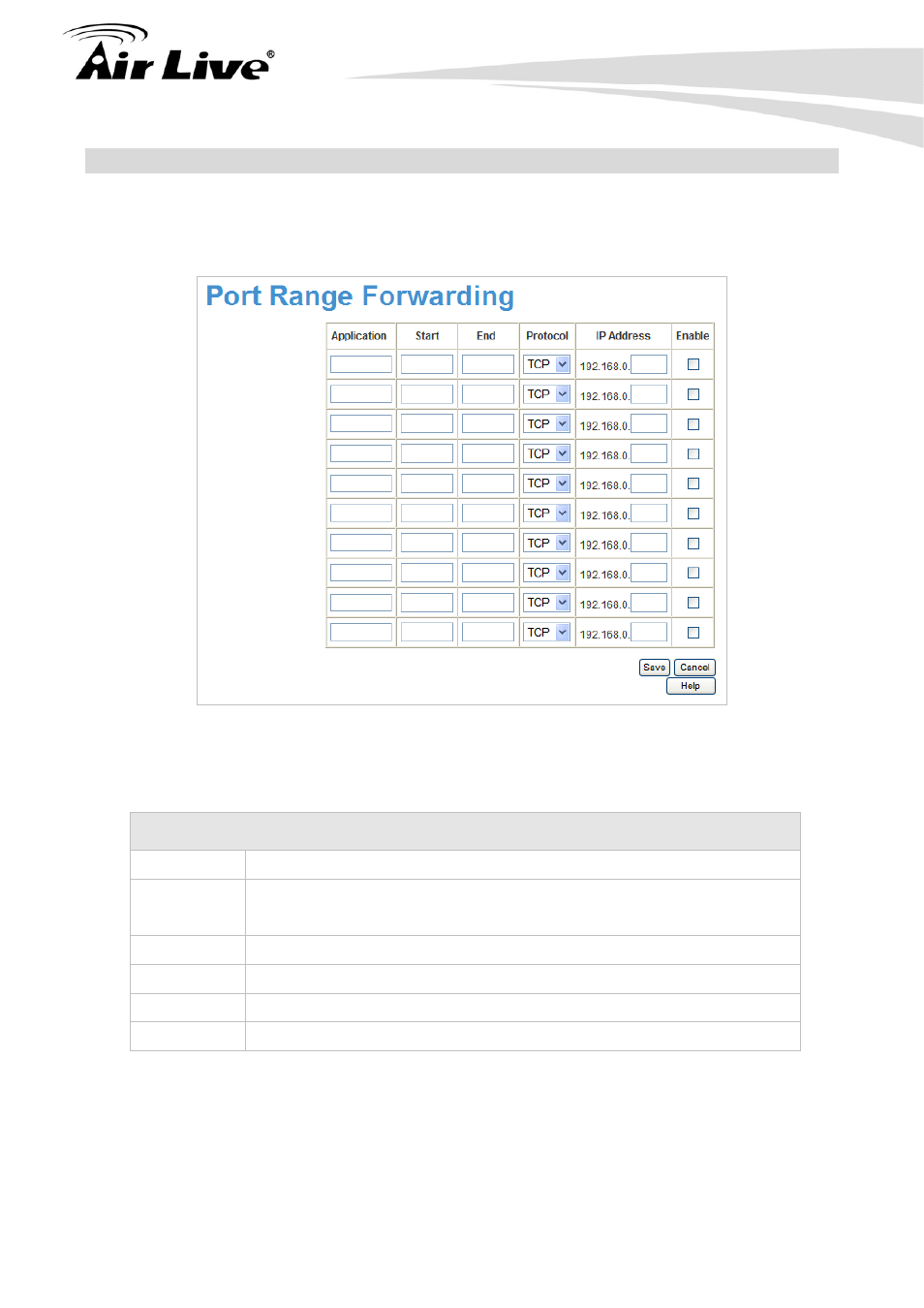 8 port range forward | AirLive WN-151ARM User Manual | Page 67 / 119