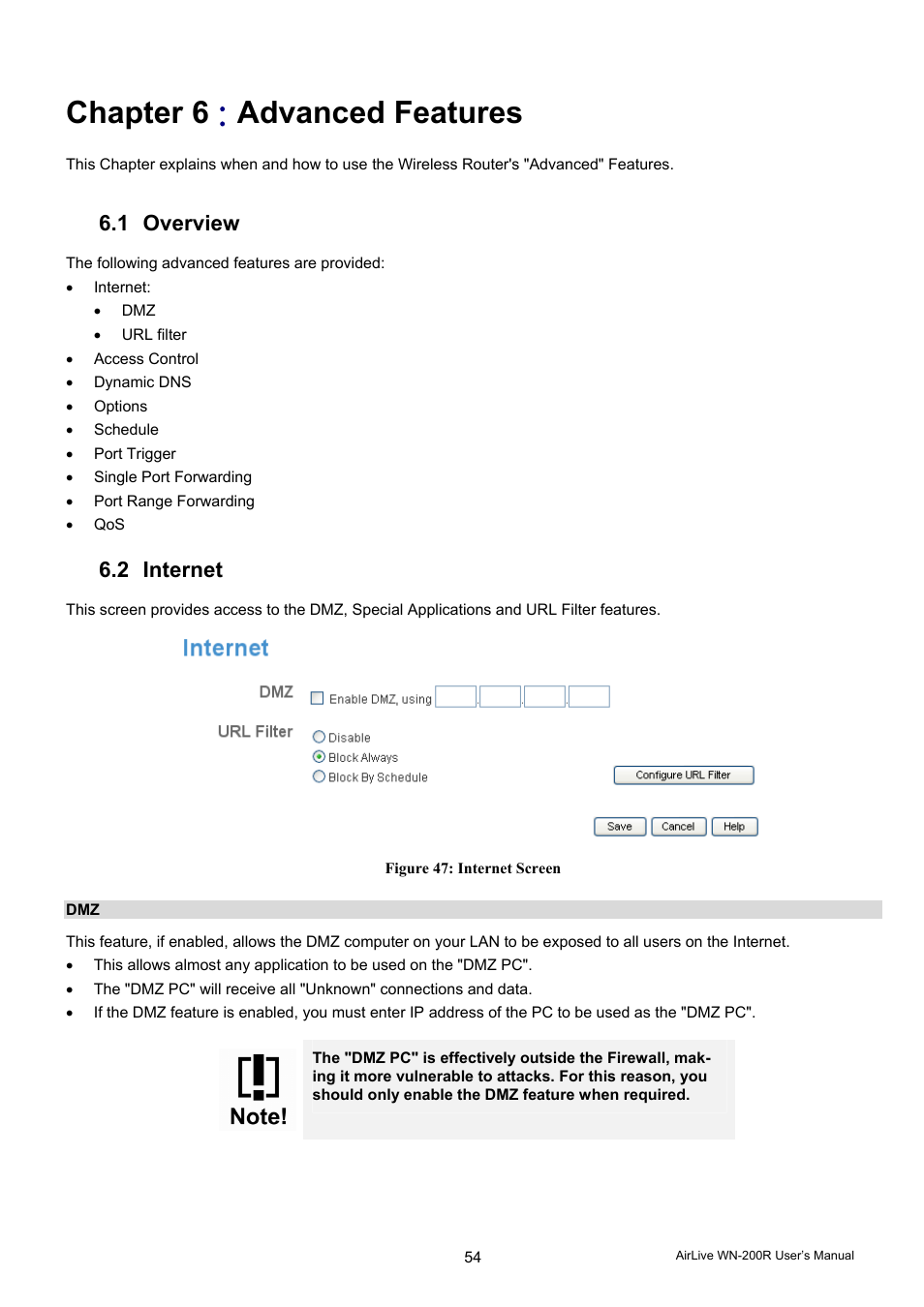 Chapter 6, Advanced features | AirLive WN-200R User Manual | Page 58 / 95