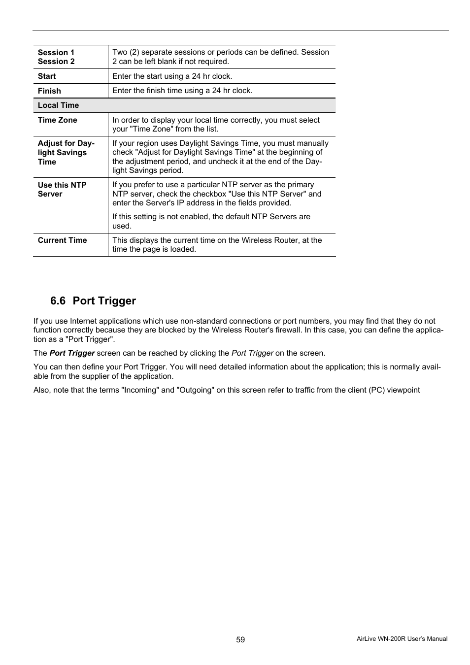 6 port trigger | AirLive WN-200R User Manual | Page 63 / 95