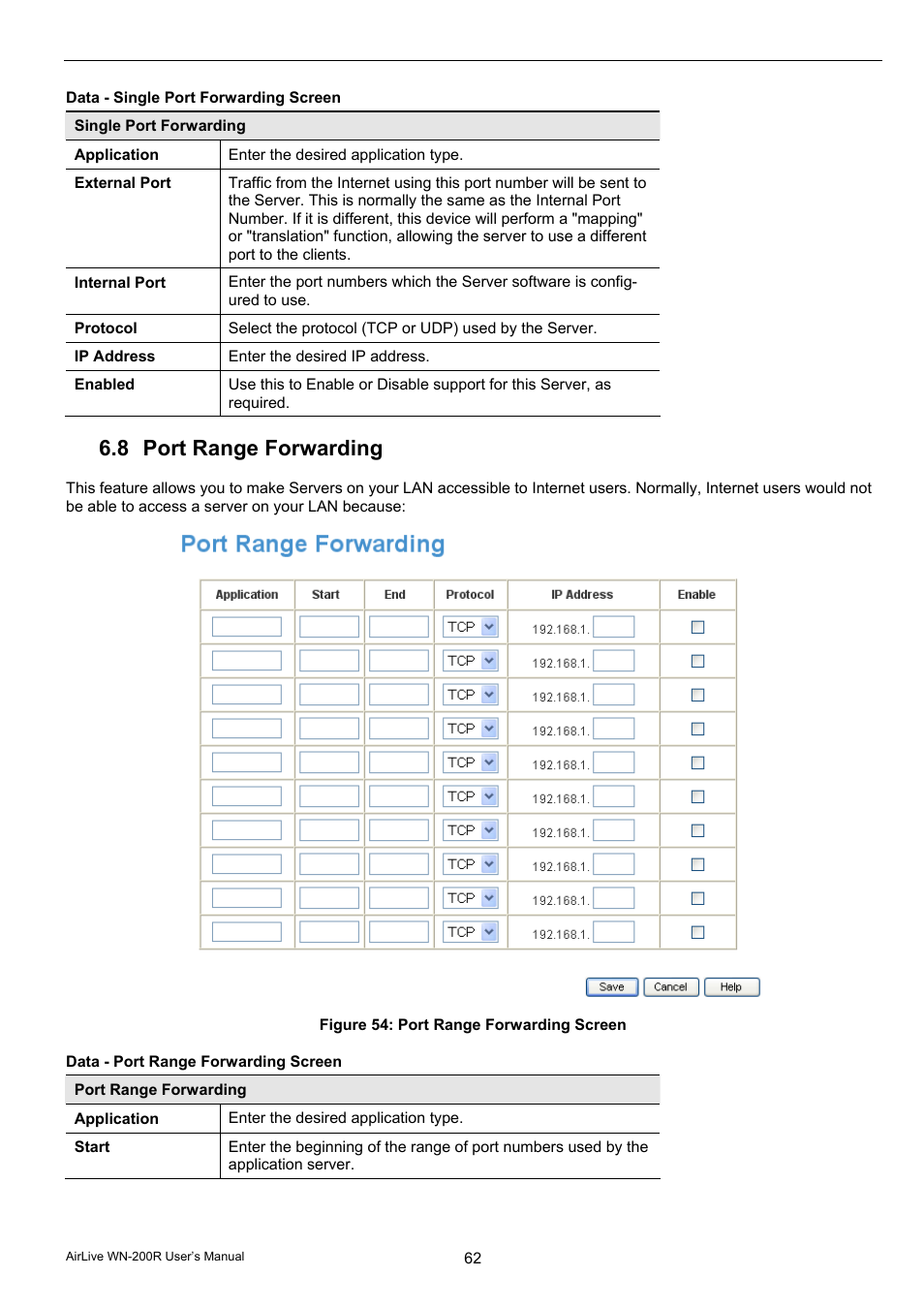 8 port range forwarding | AirLive WN-200R User Manual | Page 66 / 95