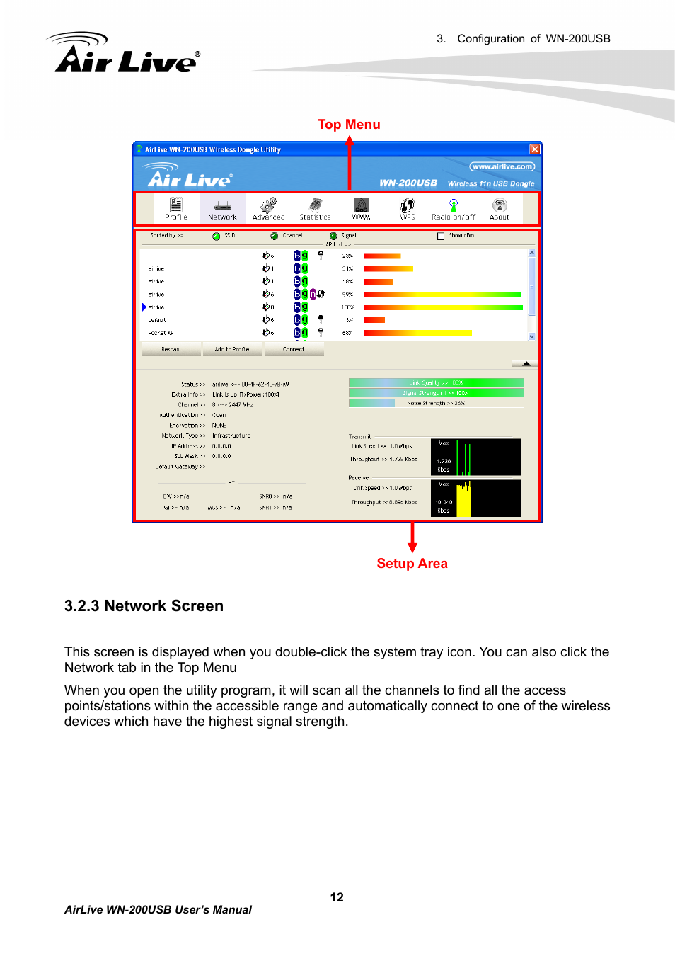 3 network screen | AirLive WN-200USB User Manual | Page 15 / 56