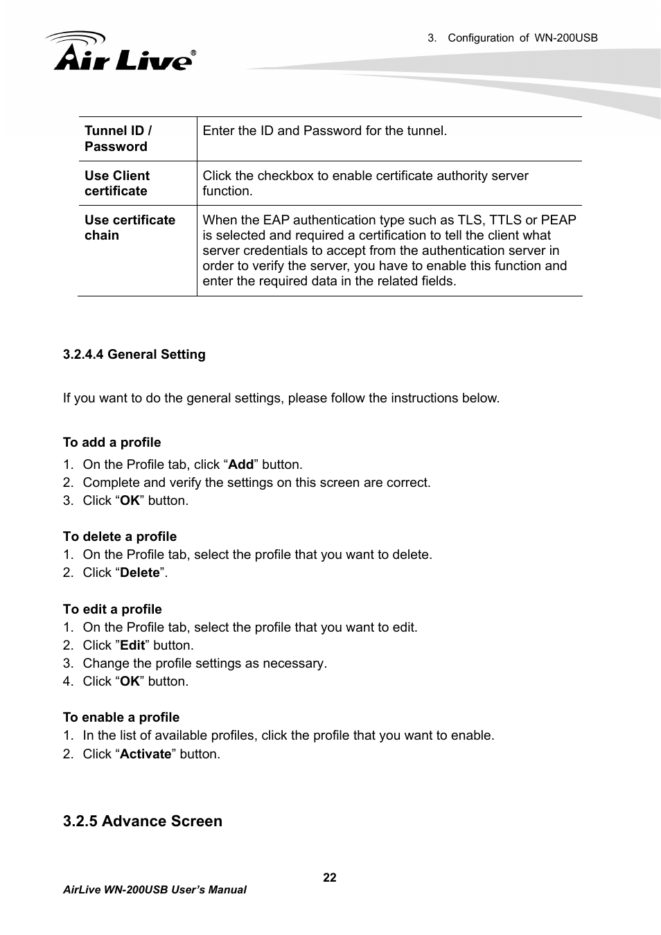 5 advance screen | AirLive WN-200USB User Manual | Page 25 / 56