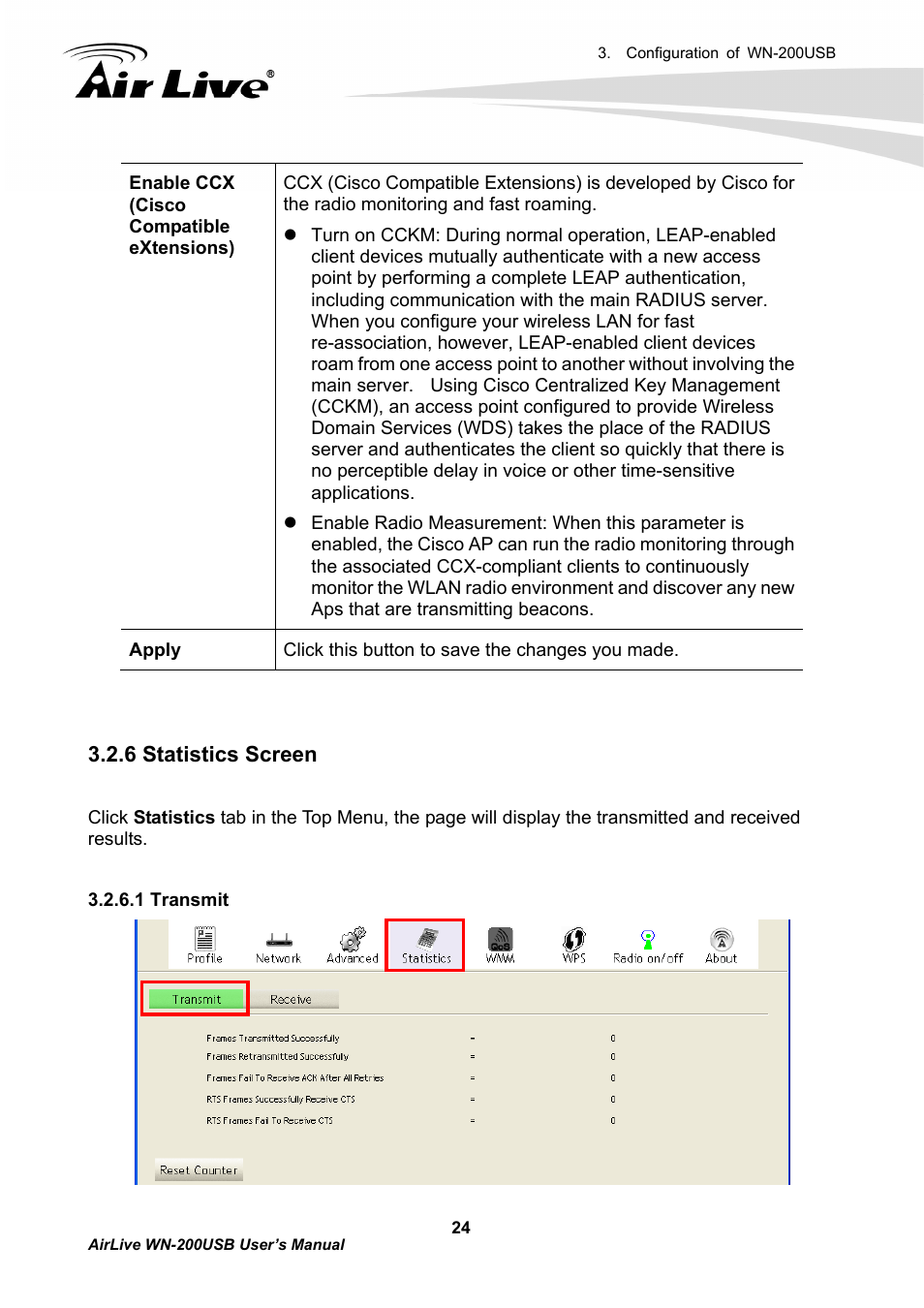 6 statistics screen | AirLive WN-200USB User Manual | Page 27 / 56