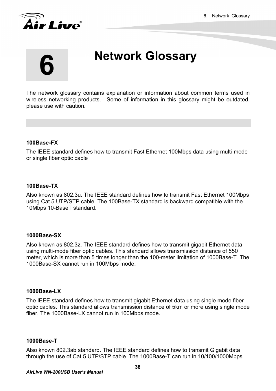 Network glossary | AirLive WN-200USB User Manual | Page 41 / 56