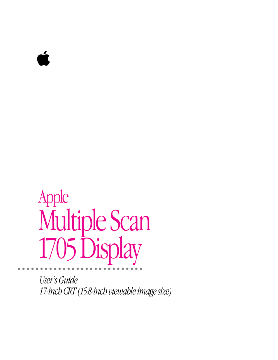 Apple Multiple Scan 1705 Display (17-inch CRT) User Manual | 59 pages