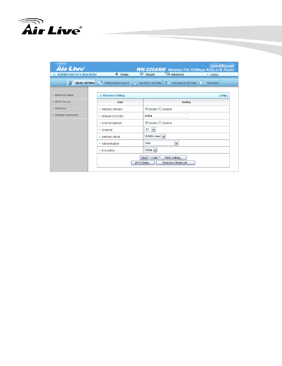 3 wireless setting | AirLive WN-220ARM User Manual | Page 35 / 72