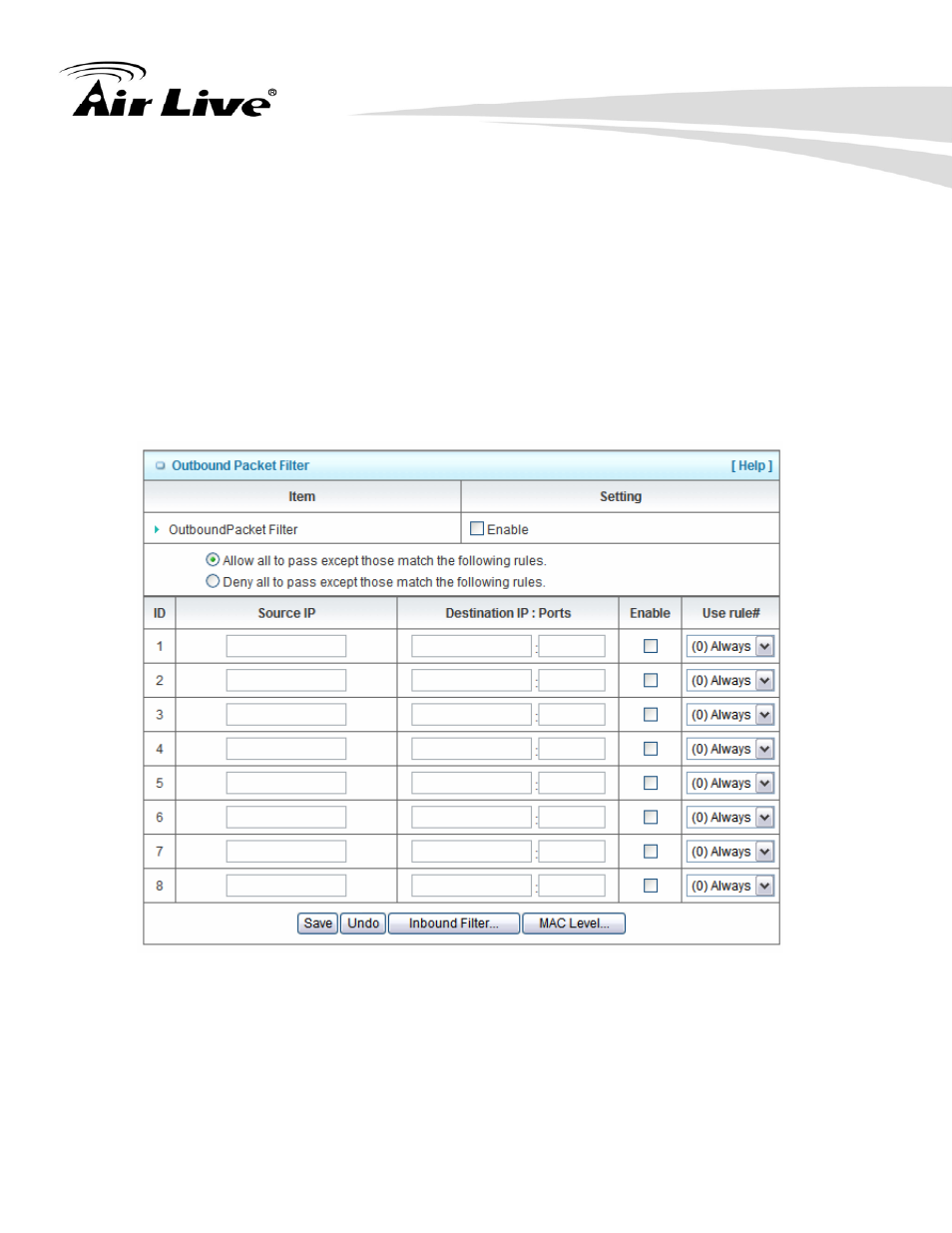 1 packet filters | AirLive WN-220ARM User Manual | Page 45 / 72