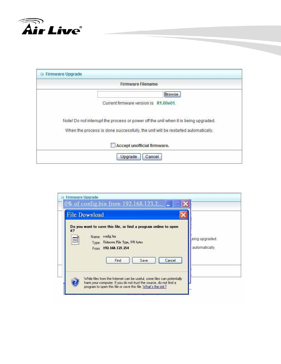 2 firmware upgrade, 3 backup setting | AirLive WN-220ARM User Manual | Page 66 / 72