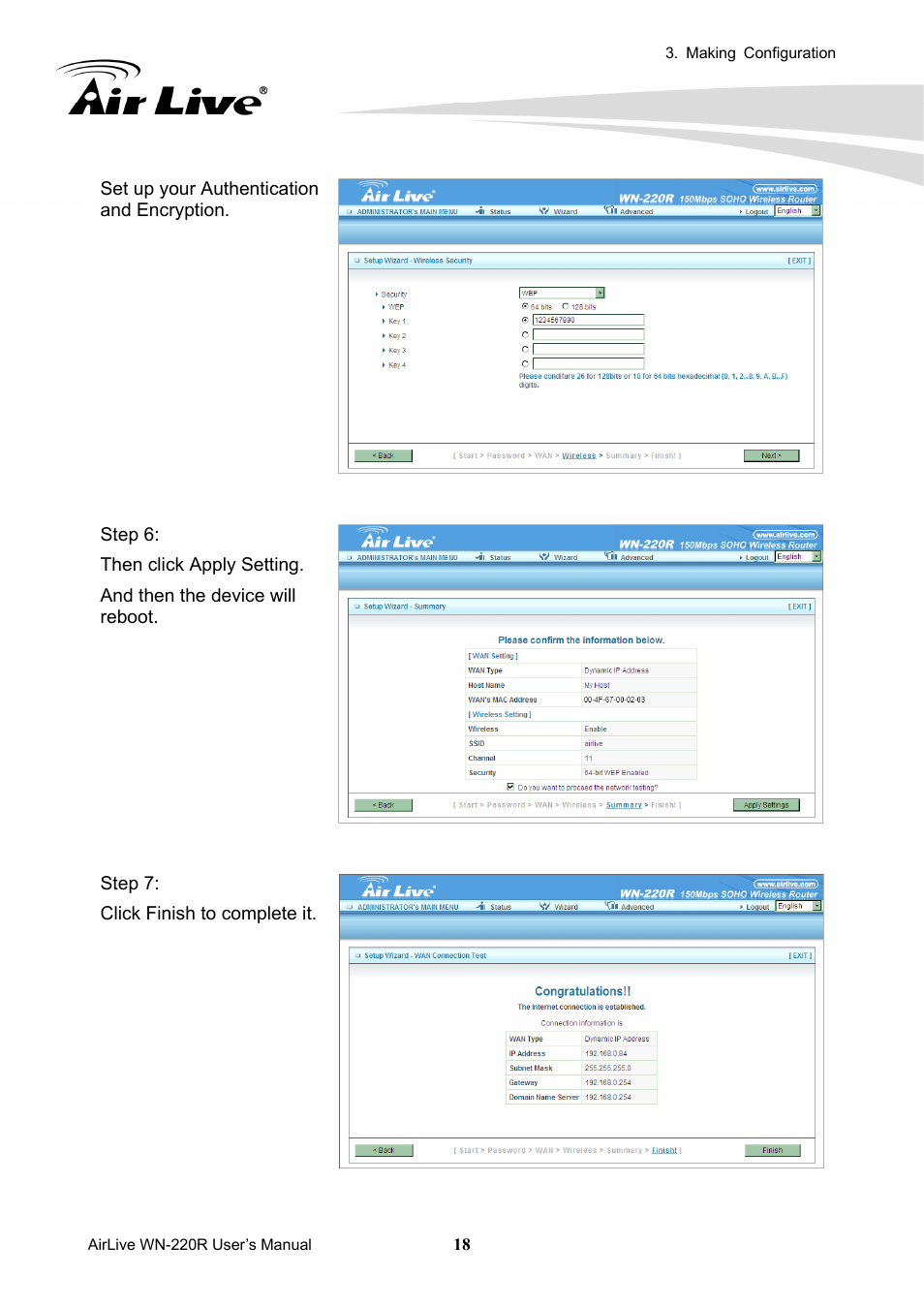 AirLive WN-220R User Manual | Page 22 / 81