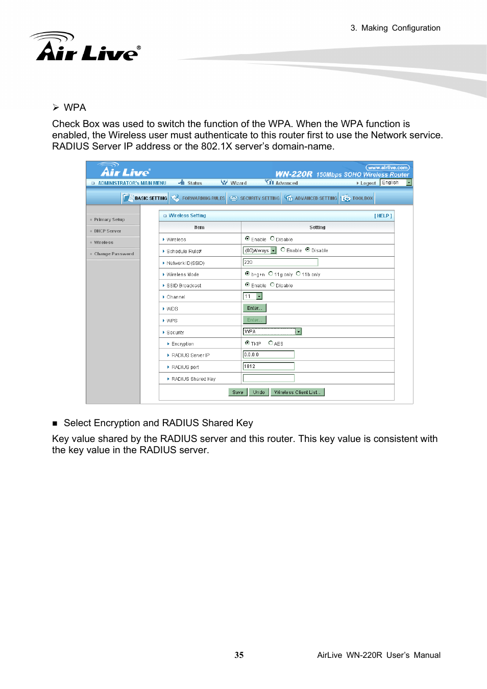 AirLive WN-220R User Manual | Page 39 / 81