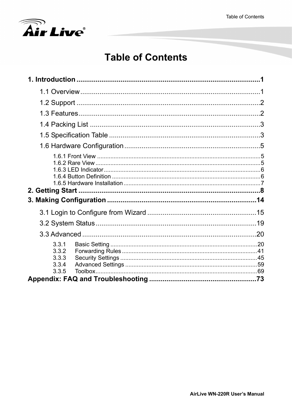 AirLive WN-220R User Manual | Page 4 / 81