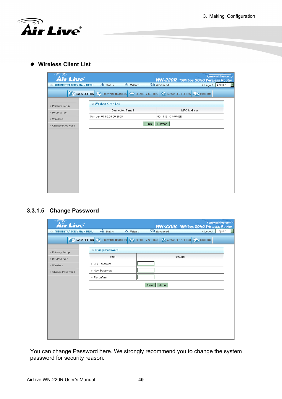 AirLive WN-220R User Manual | Page 44 / 81