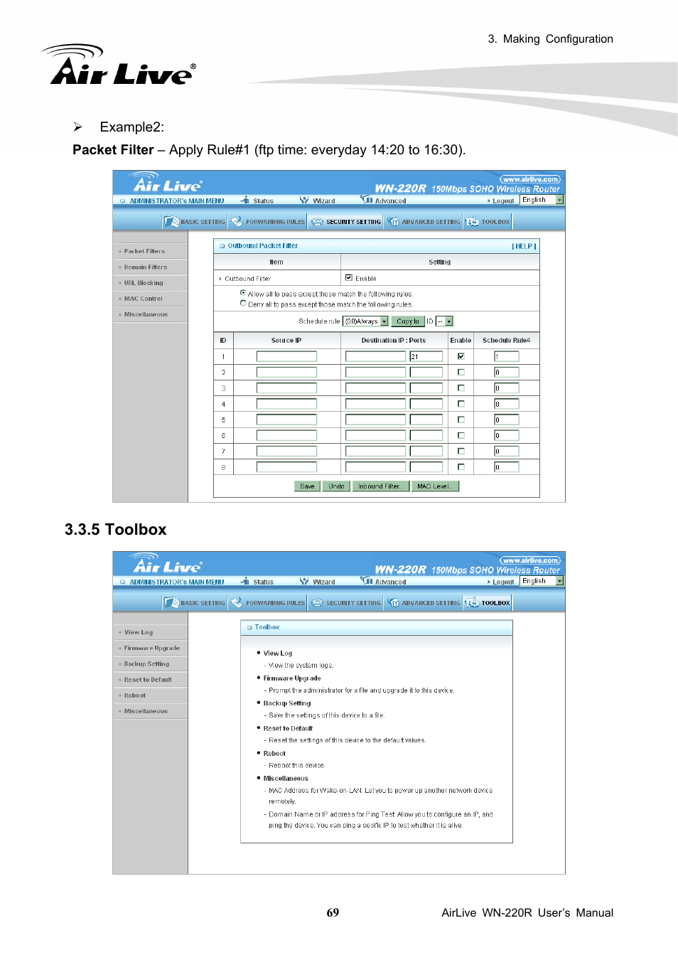 5 toolbox, Toolbox | AirLive WN-220R User Manual | Page 73 / 81