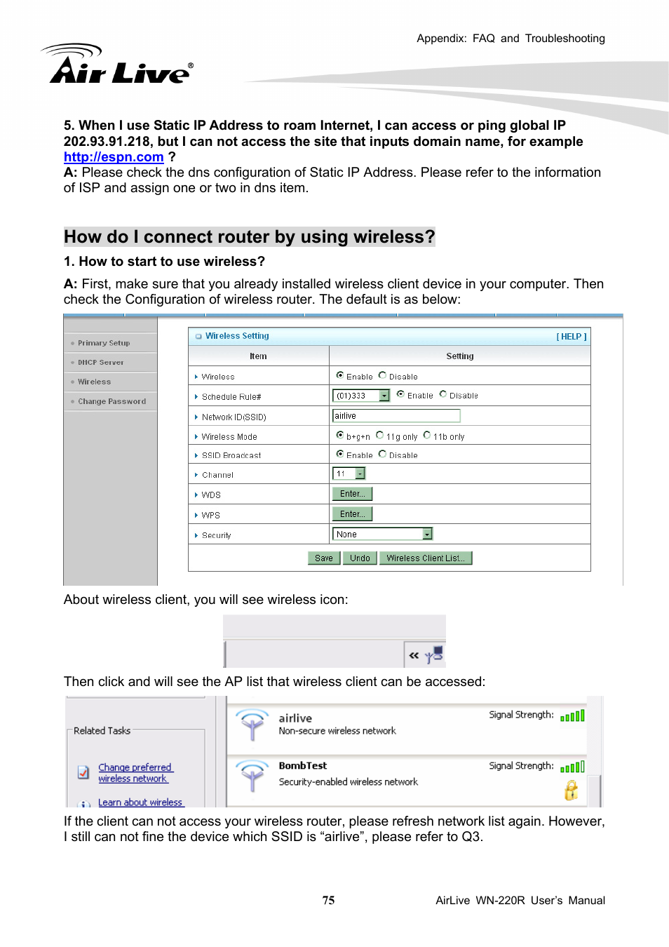 How do i connect router by using wireless | AirLive WN-220R User Manual | Page 79 / 81