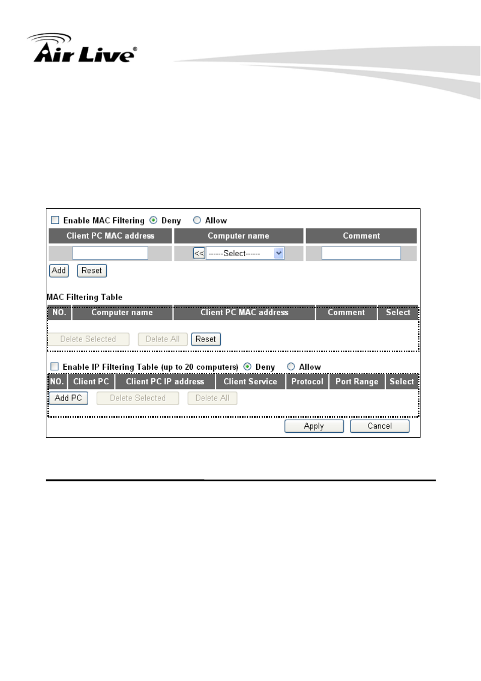 3-1 access control | AirLive WN-250R User Manual | Page 125 / 160