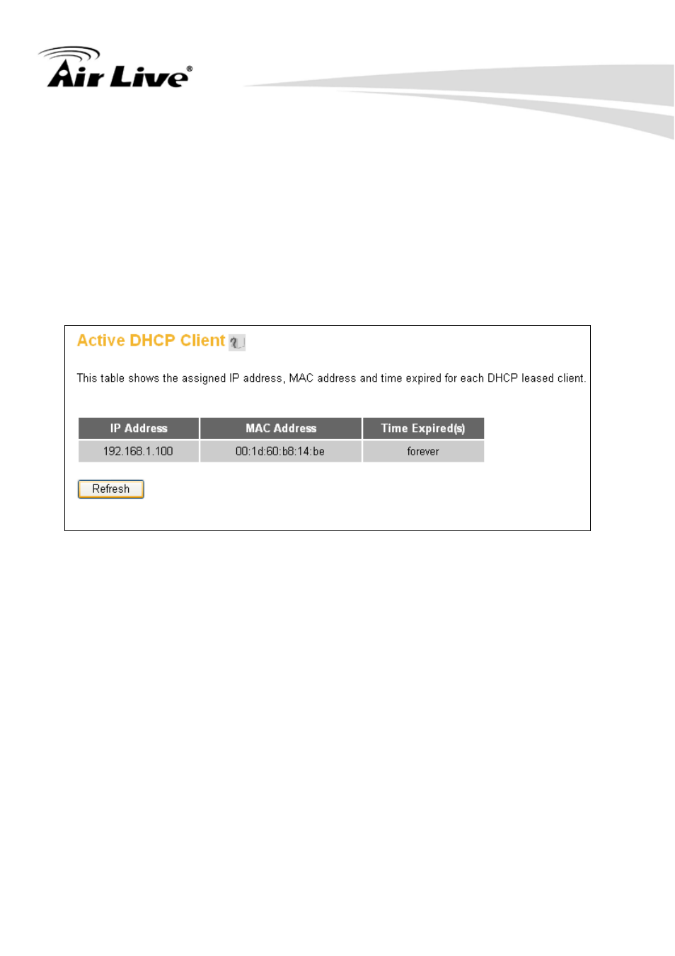 4-5 active dhcp client list | AirLive WN-250R User Manual | Page 145 / 160