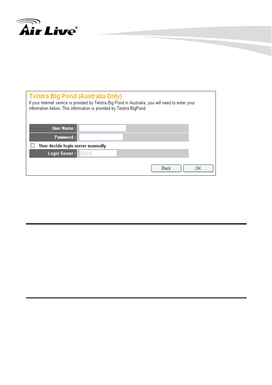 3-6 setup procedure for ‘telstra big pond | AirLive WN-250R User Manual | Page 43 / 160