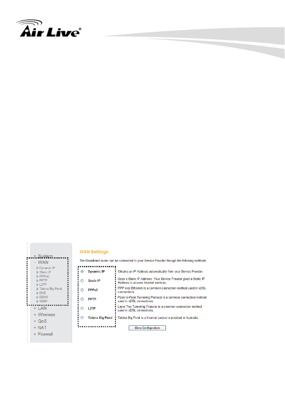 5 setup internet connection (wan setup) | AirLive WN-250R User Manual | Page 52 / 160