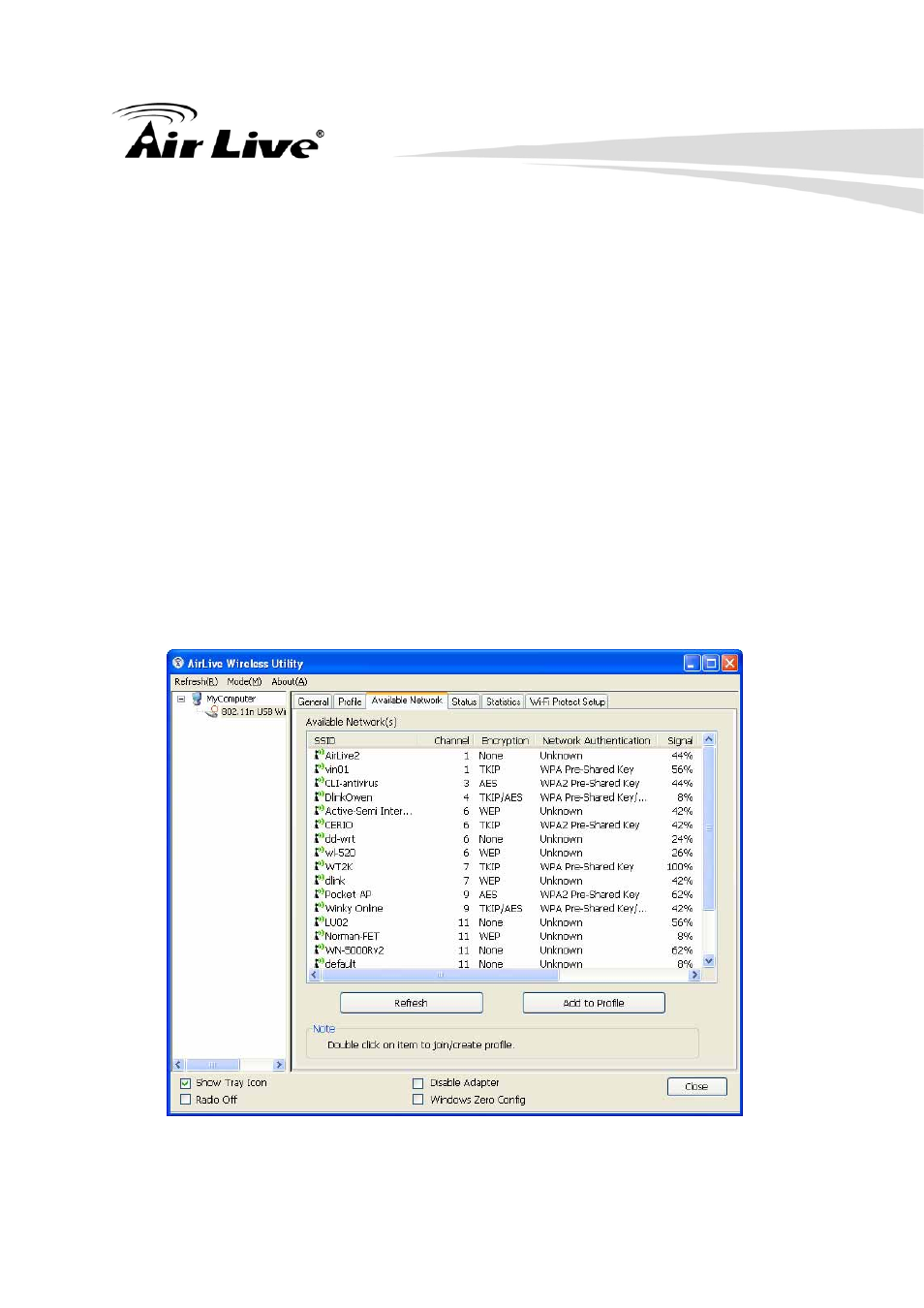 Utility/available network | AirLive WN-250USB User Manual | Page 25 / 60