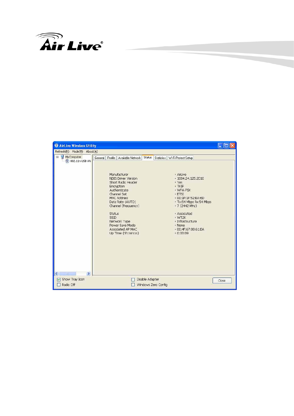 Utility/status | AirLive WN-250USB User Manual | Page 27 / 60