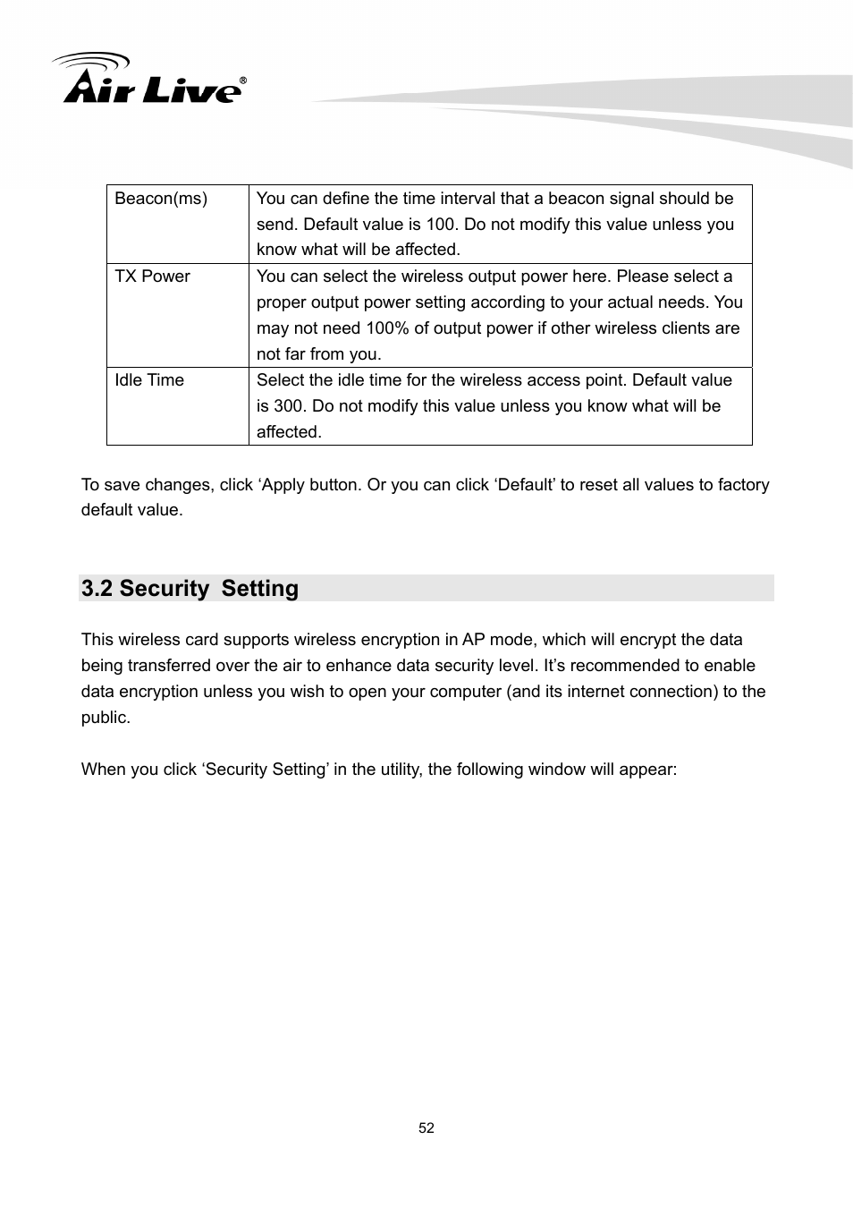 2 security setting | AirLive WN-300PCI User Manual | Page 56 / 70