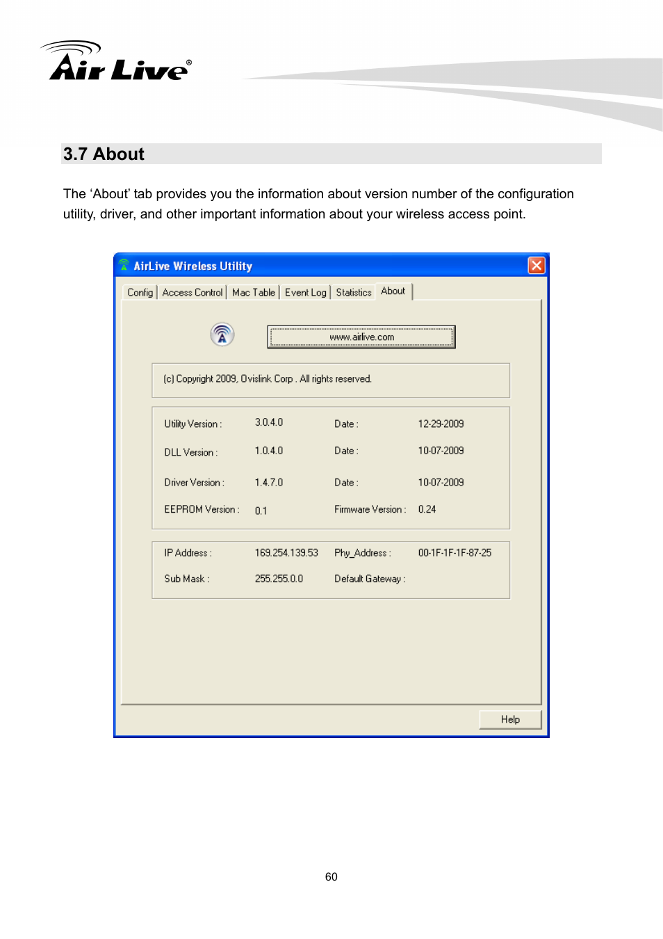 7 about | AirLive WN-300PCI User Manual | Page 64 / 70