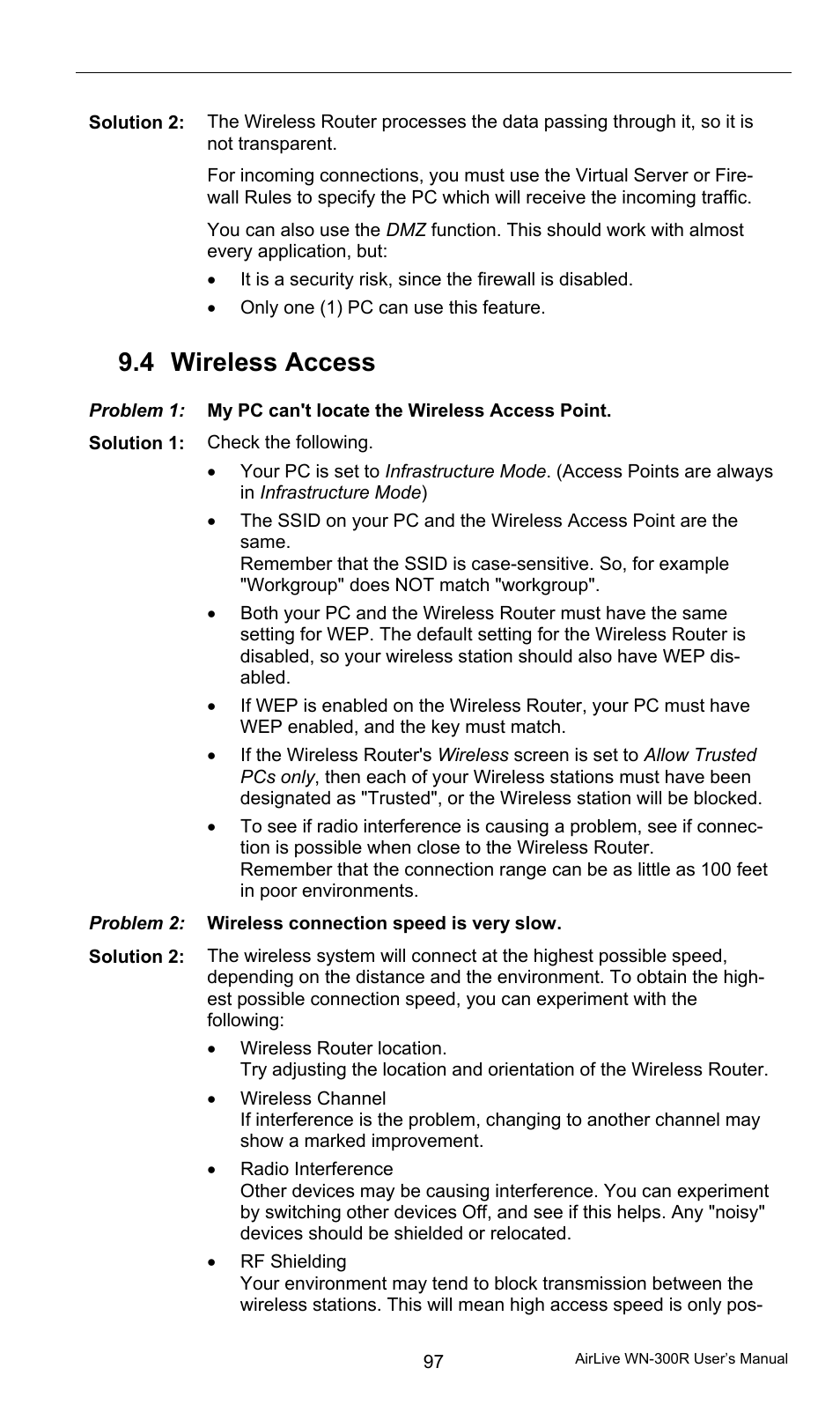 4 wireless access, Wireless access | AirLive WN-300R User Manual | Page 103 / 110