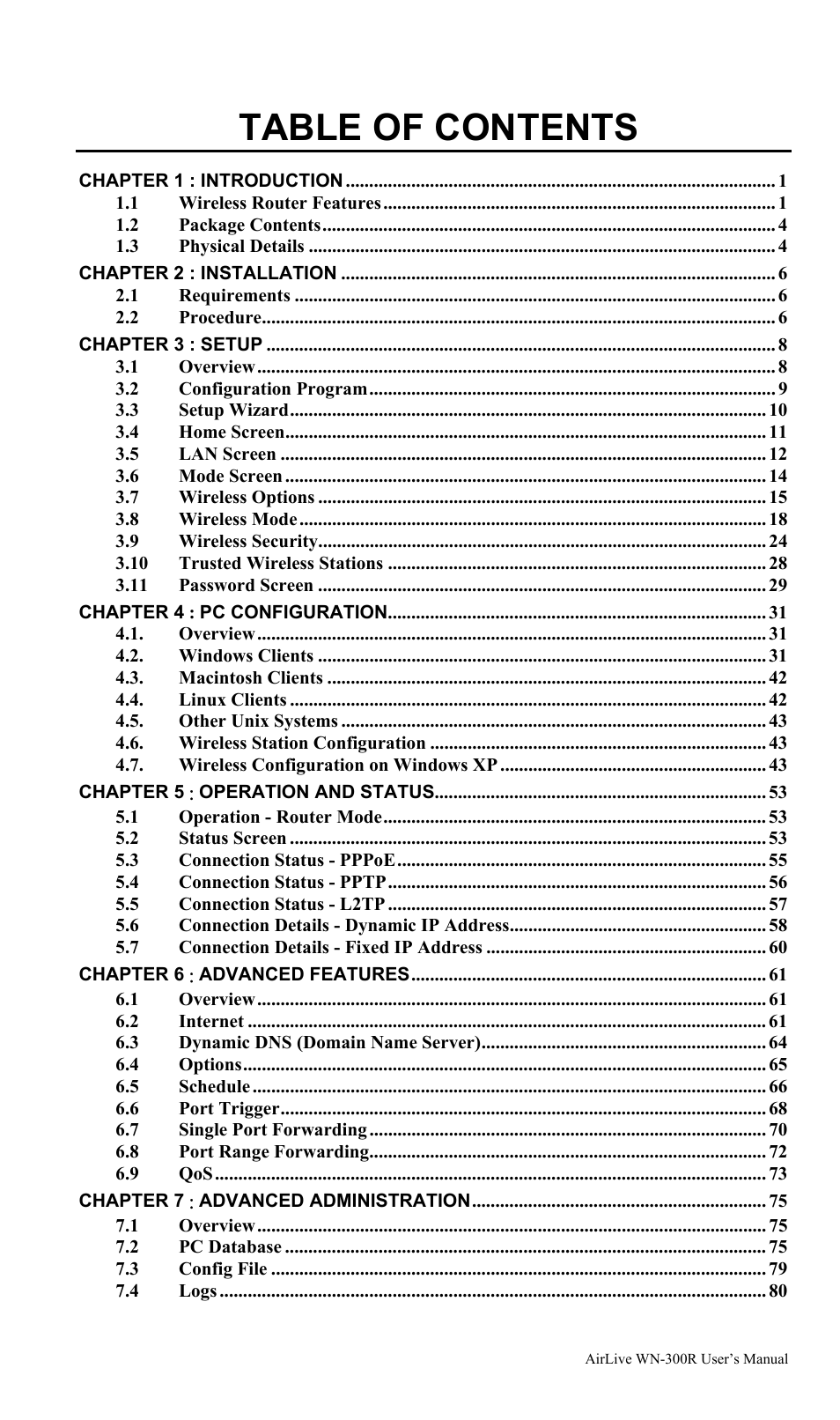 AirLive WN-300R User Manual | Page 4 / 110