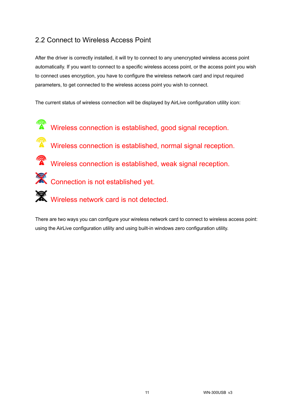 2 connect to wireless access point | AirLive WN-300USB User Manual | Page 18 / 63