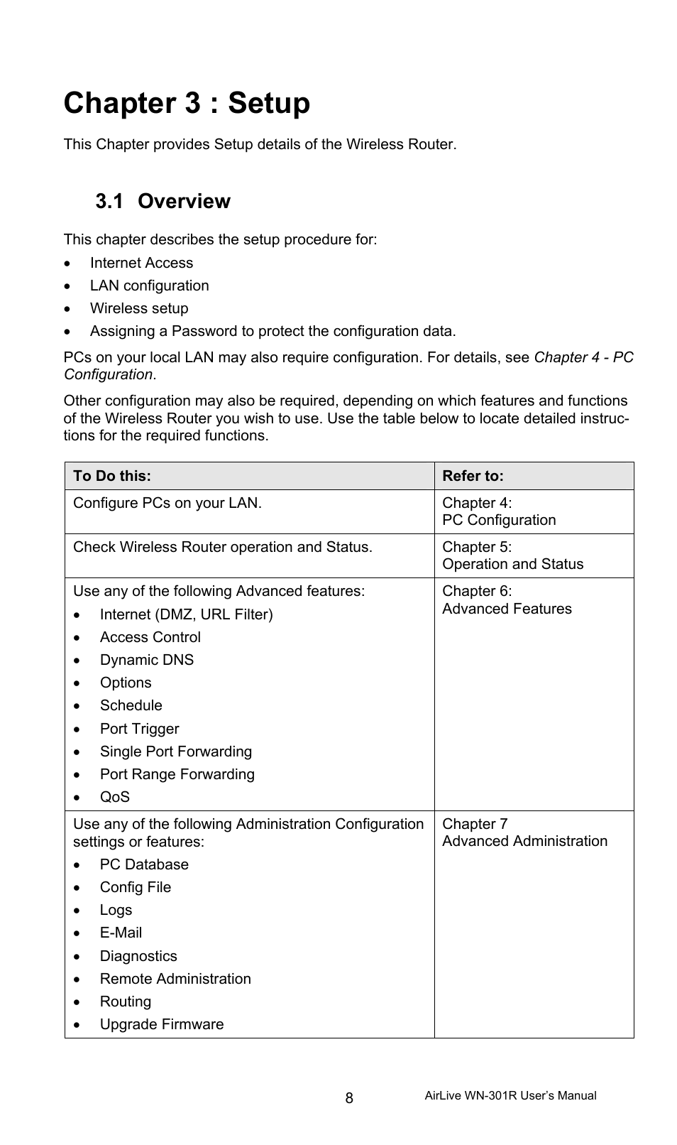 Chapter 3 : setup, 1 overview, Overview | AirLive WN-301R User Manual | Page 14 / 110