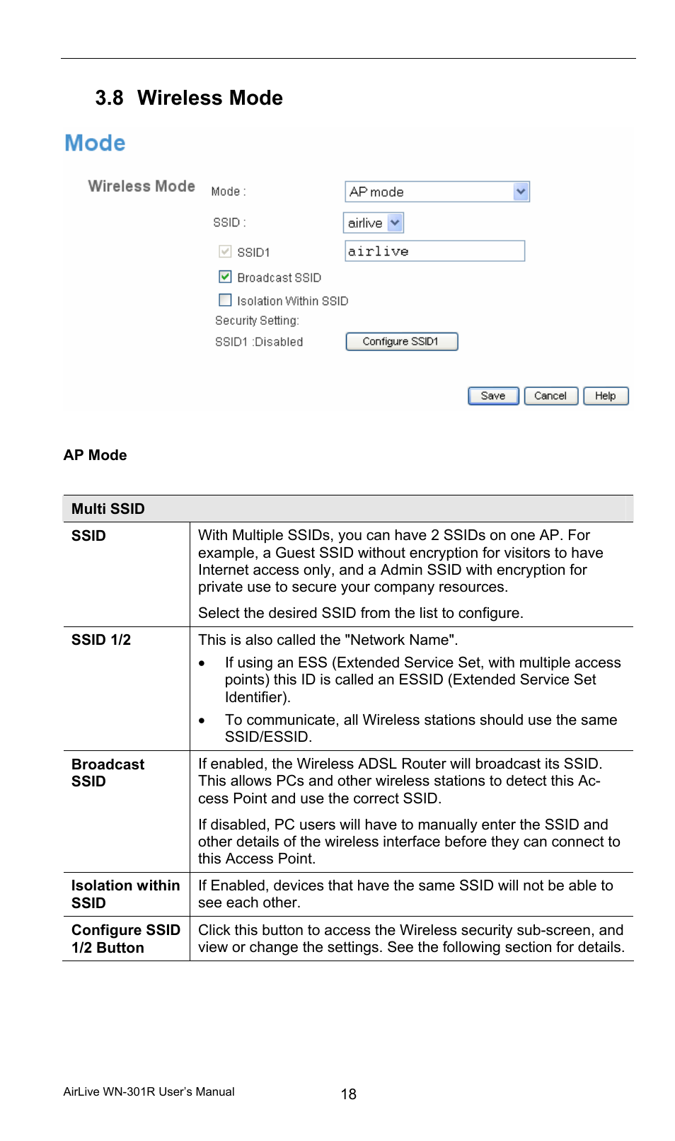 8 wireless mode, Wireless mode | AirLive WN-301R User Manual | Page 24 / 110