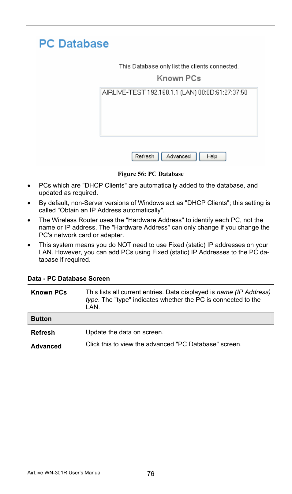 Data - pc database screen | AirLive WN-301R User Manual | Page 82 / 110