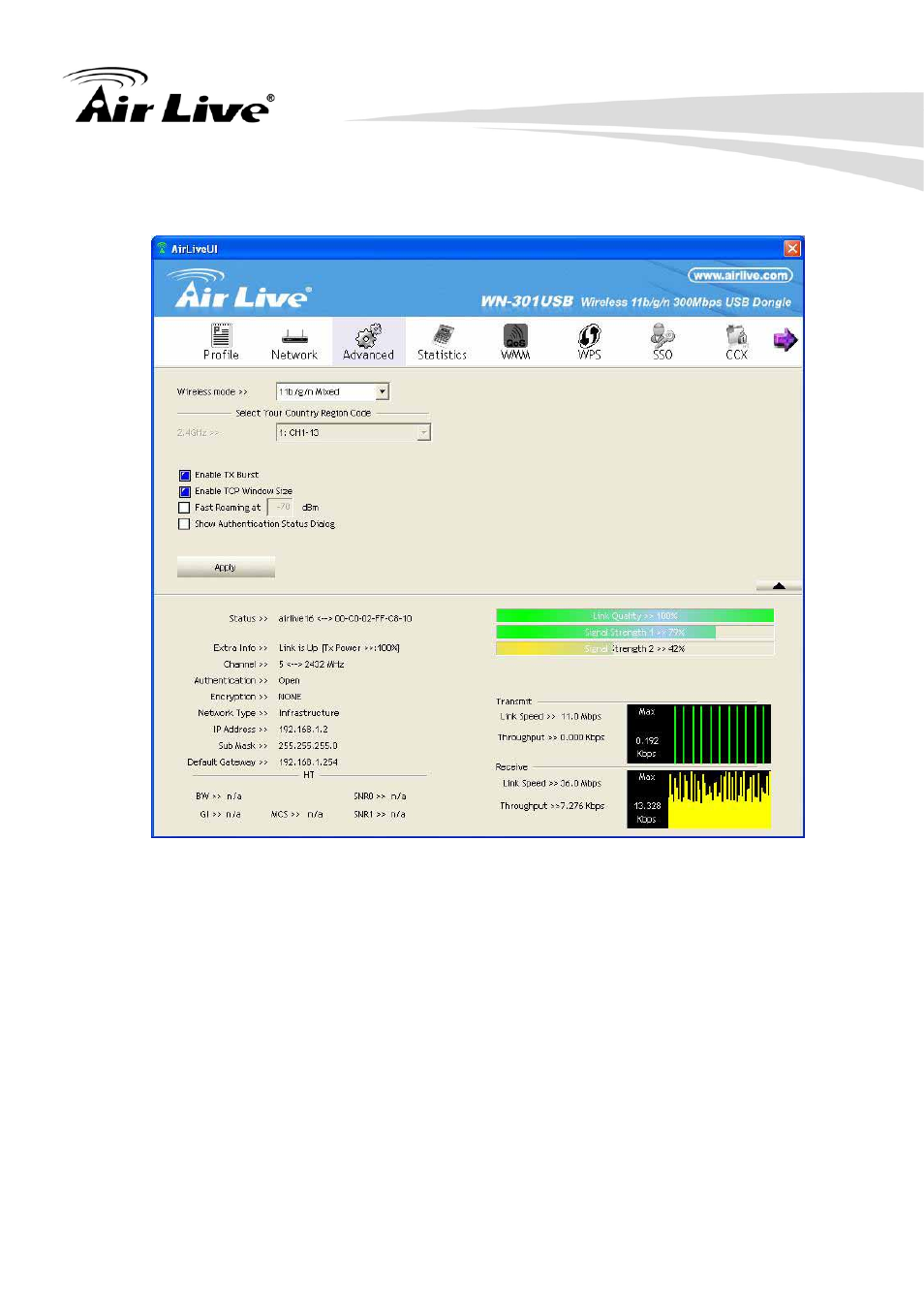Advanced | AirLive WN-301USB User Manual | Page 33 / 71